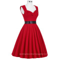 Venda por atacado Grace Karin sem mangas Sweetheart V-Back High Stretchy Retro Vintage Red 50s Vestido CL008948-2